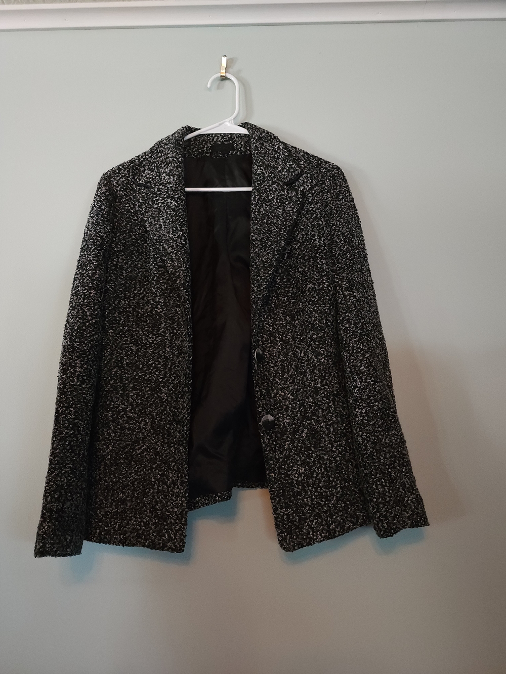 Lapis Black and White Textured Bouclé Blazer
